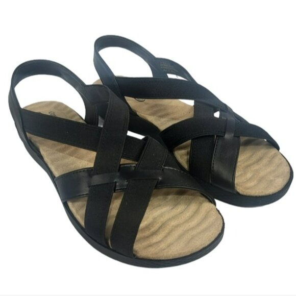 Easy Street Janice Comfort Wave Wedge Sandals Black 8.5 - Picture 2 of 4